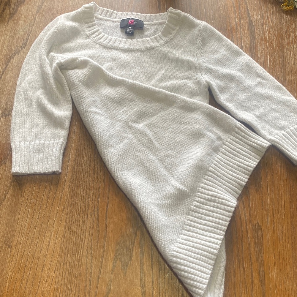 White with Silver Sparkles Girls Sweater